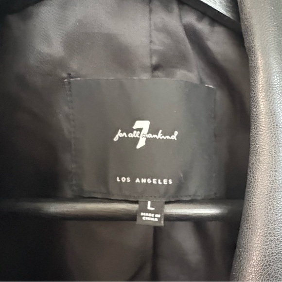 Women’s 7 For All Mankind Faux Leather Double Breasted Blazer Size L - Picture 7 of 12